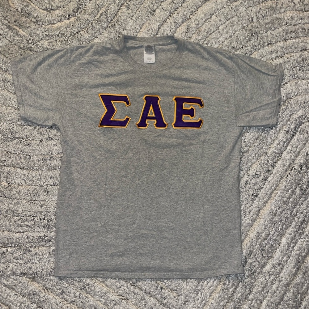 Sigma Alpha Epsilon SAE Greek Letter Short Sleeve Tee, Gray Sz L